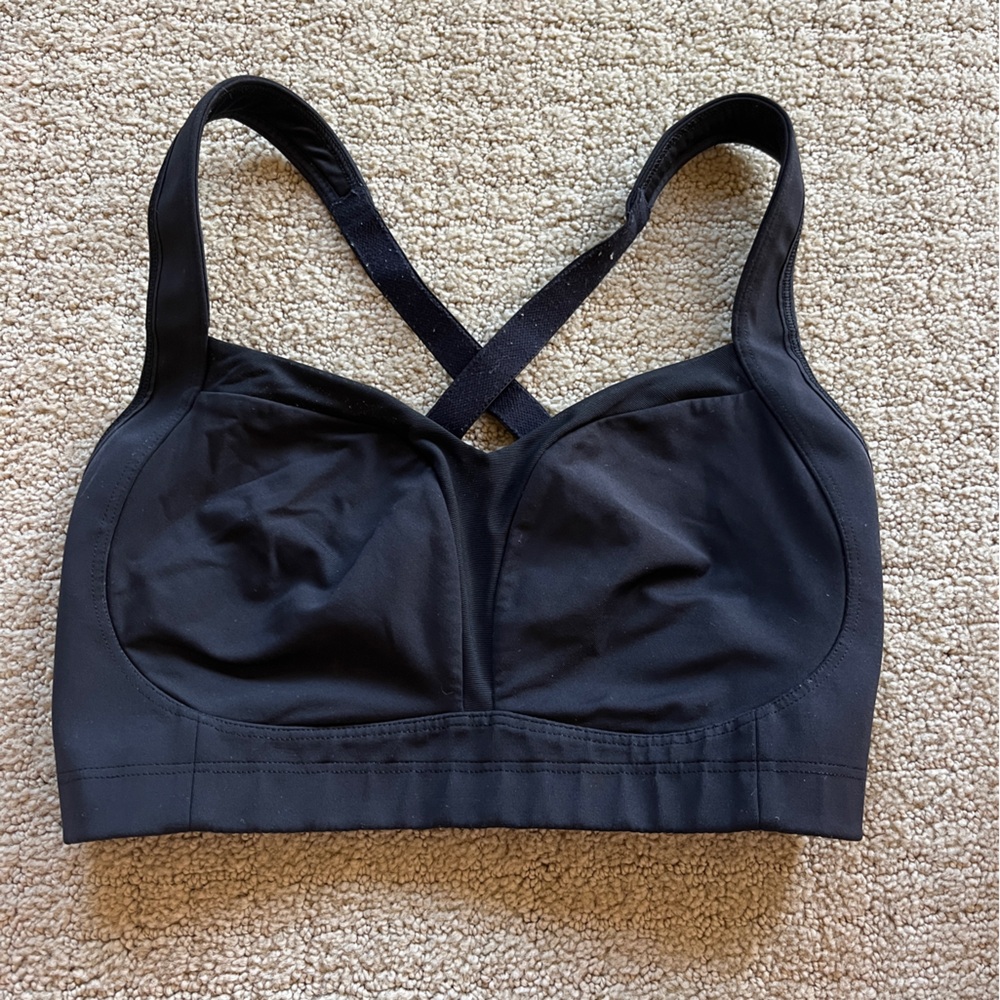 High support convertible black Lululemon sports bra
